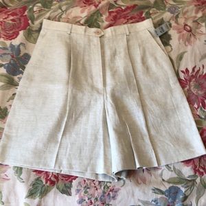 Vintage TALBOTS Size 12 Petite 100% Irish Linen Classic Tan Bermuda TIMELESS NEW